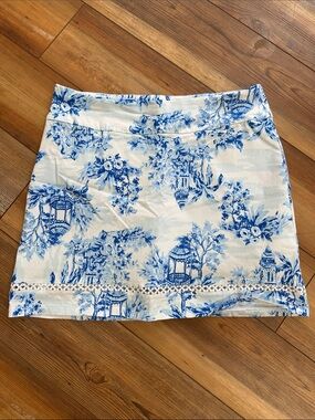 crown & ivy Blue and White Floral Mini Skirt